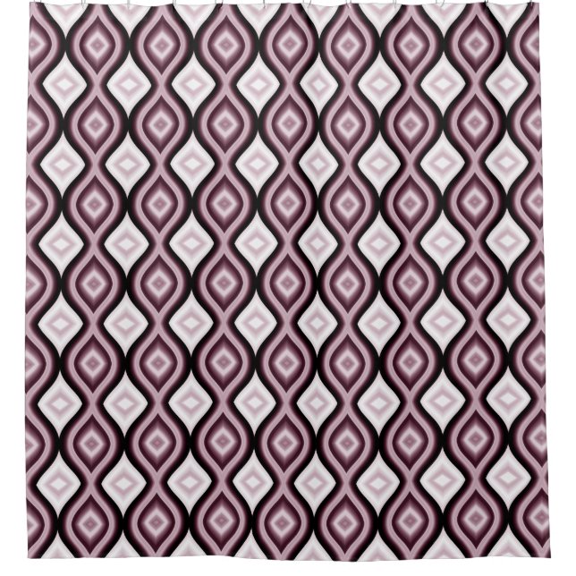 Contemporary Plum Red Diamond Pattern Shower Curtain (Front)
