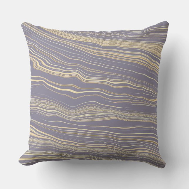 Contemporary Plum, Tan with Linen Pattern Throw Pillow (Front)