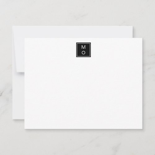 Contemporary Professional Black Square Monogram Note Card