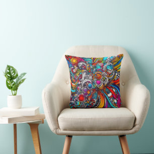 Contemporary Psychedelic Design Throw Pillow