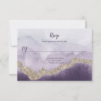 Contemporary Purple Amethyst and Gold Veining | RSVP Card