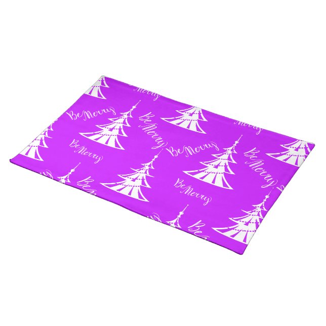 Contemporary Purple Christmas Cloth Placemat (On Table)