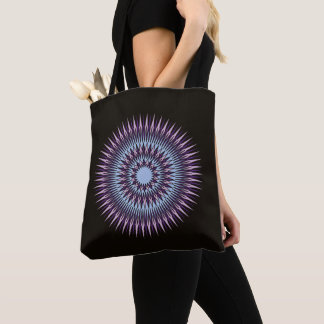 Contemporary purple lilac pink op art star tote bag