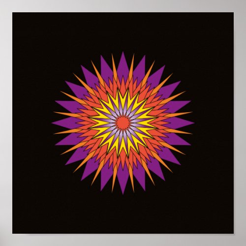 Contemporary purple red Op Art star Poster