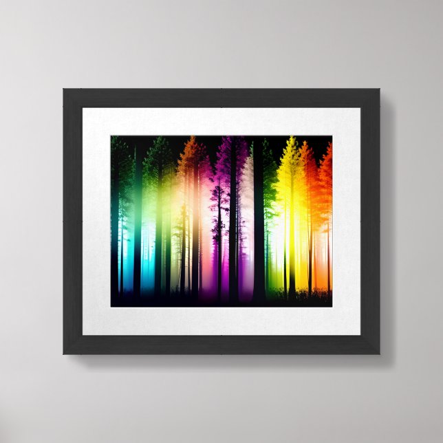 Contemporary Rainbow Lights in Mystical Fun Forest Framed Art (Framed Front)