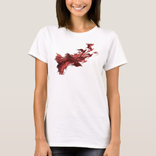 Contemporary Red Abstract Birds Art Design T-Shirt