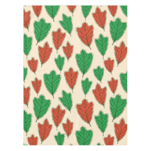 Contemporary Red and Green Oak Leaves Pattern Tablecloth