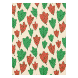 Contemporary Red and Green Oak Leaves Pattern Tablecloth