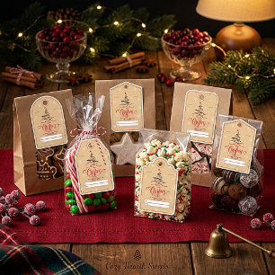 Contemporary red and tan Christmas gift tag Sticker