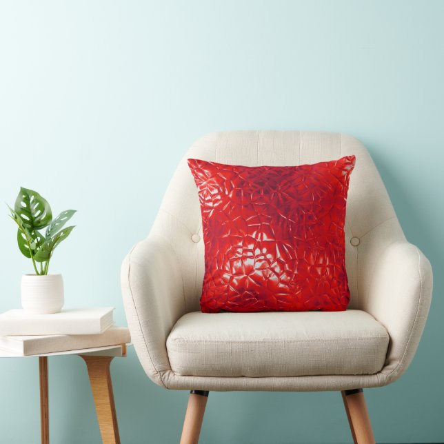 Contemporary Red Foil Abstract Throw Pillow (Chair)