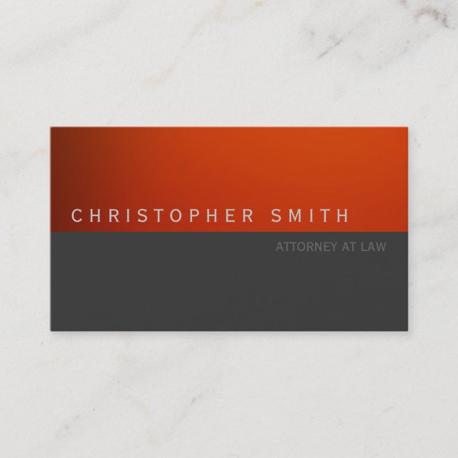 Contemporary Red Gray Simple Plain Business Card (Front)