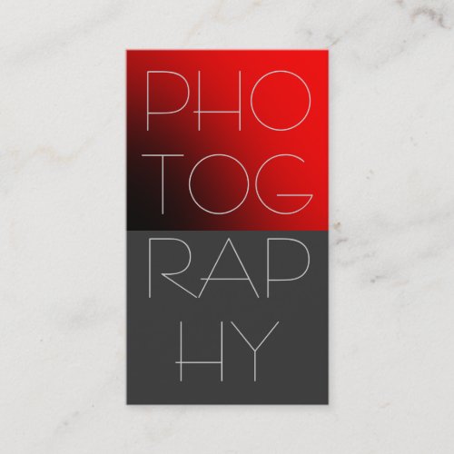 Contemporary Red Grey Photography Business Card