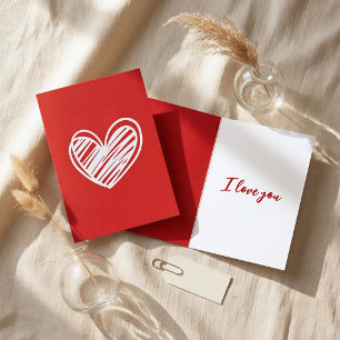 Contemporary Red Heart Greeting Card