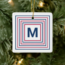 Contemporary Red White and Blue Modern Monogram