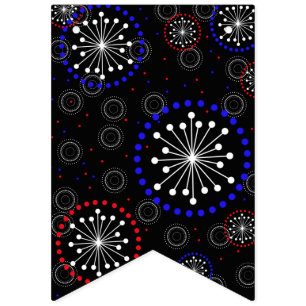 Contemporary Red White Blue Fireworks Bunting Flags