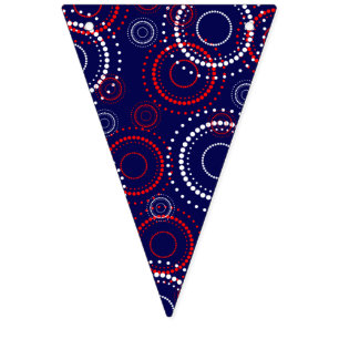 Contemporary Red White Fireworks on Blue Bunting Flags