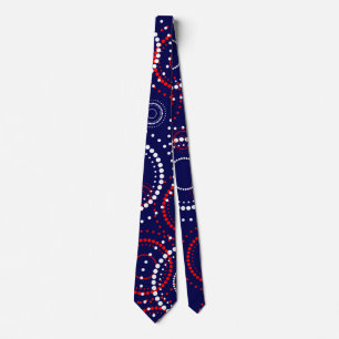 Contemporary Red White Fireworks on Blue Neck Tie