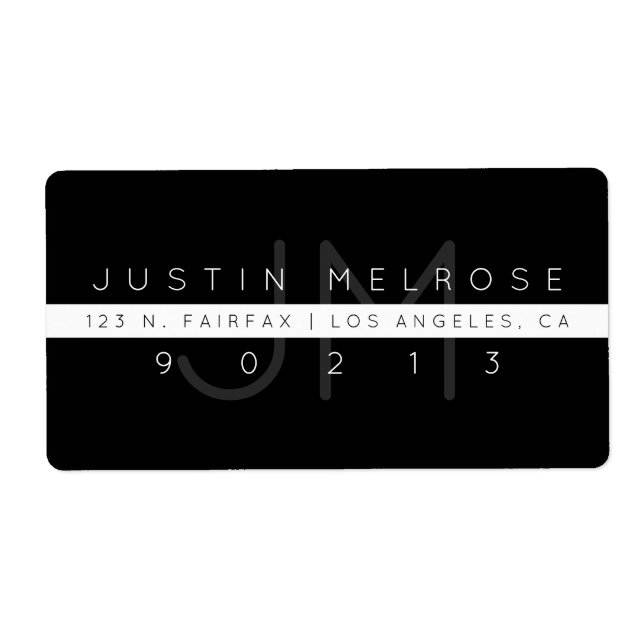 Contemporary Return Address Label | Black & White (Front)