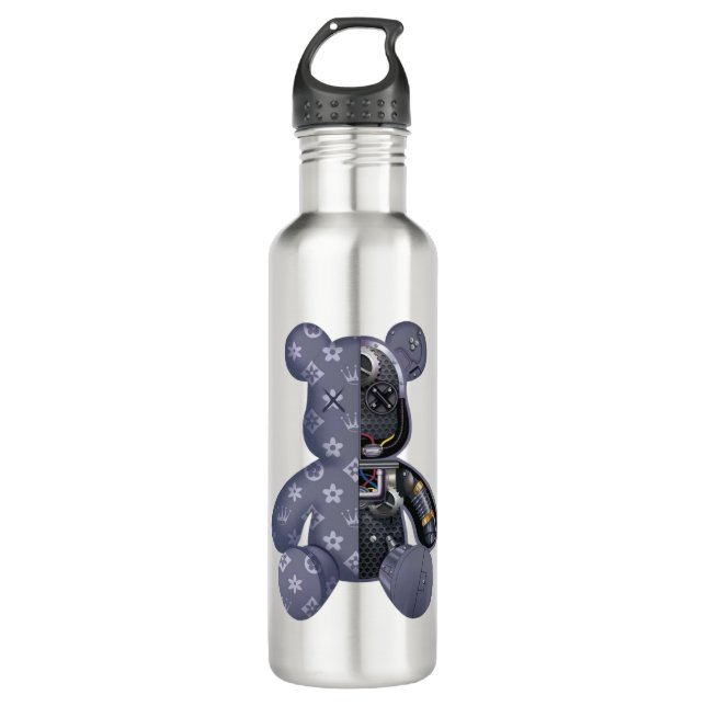 Contemporary Robot Bear Stainless Steel Water Bottle (Front)