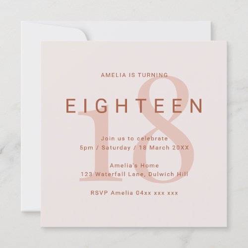 Contemporary Rose 18th Birthday Party Invitation