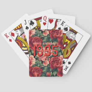 Contemporary Rose Floral Birthday Event Poker Cards