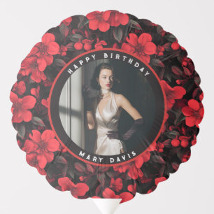 Contemporary Rose Floral Surprise Birthday Balloon