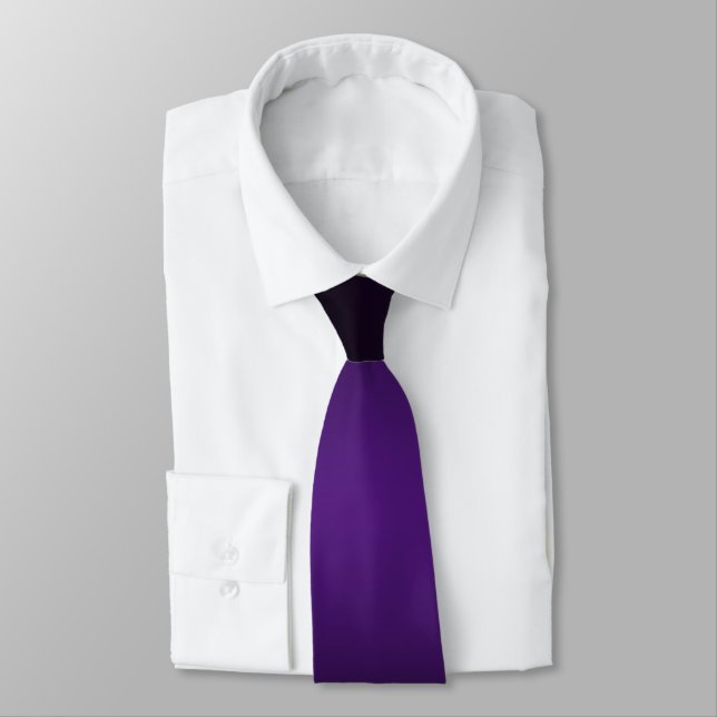 Contemporary Royal Purple and Black Ombre Neck Tie (Tied)