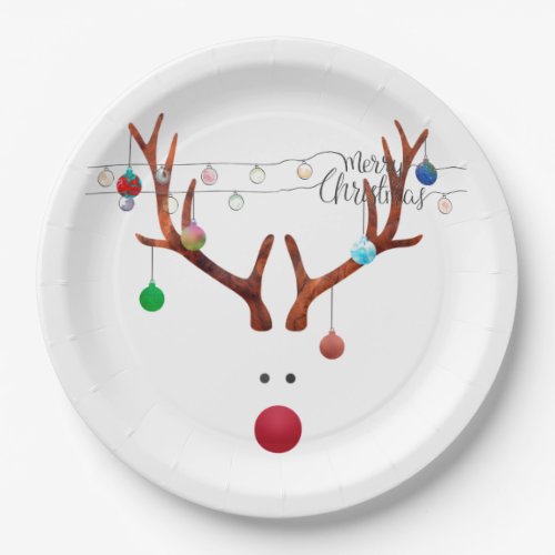 Contemporary Rudolph with Light String Paper Plates