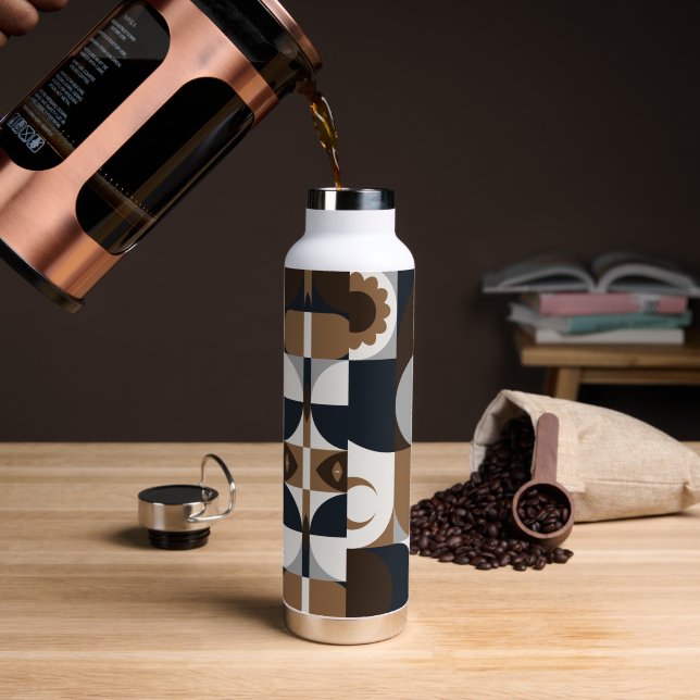 Contemporary Rustic Boho Pattern  Water Bottle (Coffee)