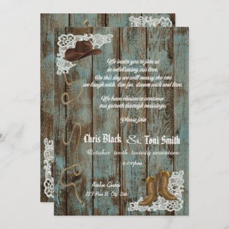 Contemporary Rustic Boots & Lace Wedding Invite