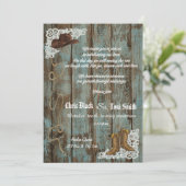 Contemporary Rustic Boots & Lace Wedding Invite (Standing Front)