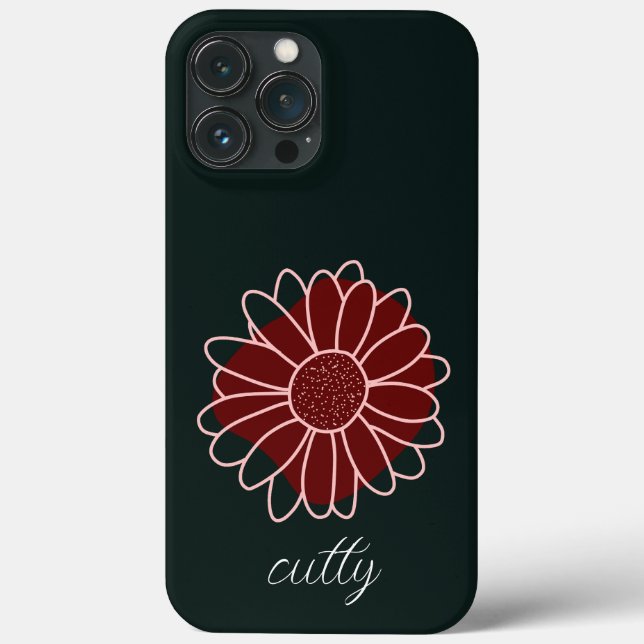 Contemporary Rustic Dark Green Sunflower  Case-Mate iPhone Case (Back)