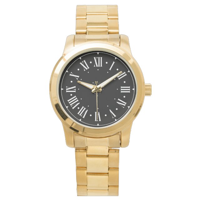 Contemporary Rustic Oversized Gold Bracelet Watch (Front)
