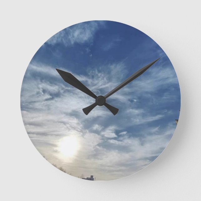 Contemporary Rustic Sky Acrylic Round Wall Clock (Front)