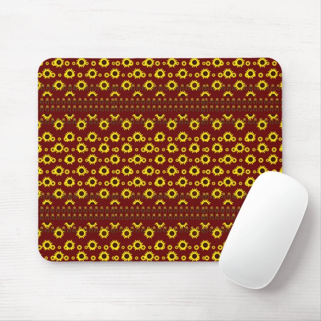 Contemporary Rustic Sunflower Pattern Mouse Pad (With Mouse)