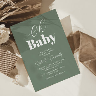 Contemporary Sage Green Baby Shower Invitation