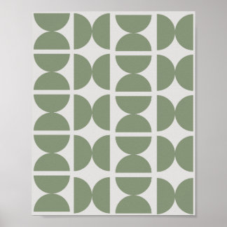 Contemporary Sage Green Retro Half Moon 70s  Poster