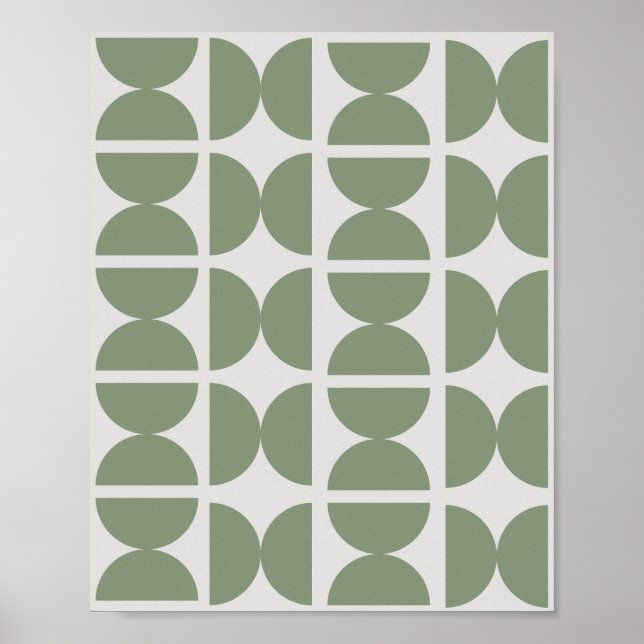 Contemporary Sage Green Retro Half Moon 70s  Poster (Front)