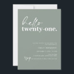 Contemporary Sage Hello 21st Birthday Party Invitation<br><div class="desc">This minimalist typography 21st birthday party invitation is perfect for a modern birthday party. The simple design features contemporary hello in script font on sage background. Customisable in any colour. Keep the design minimal and elegant, as is, or personalise it by adding your own graphics and artwork. For more advanced...</div>