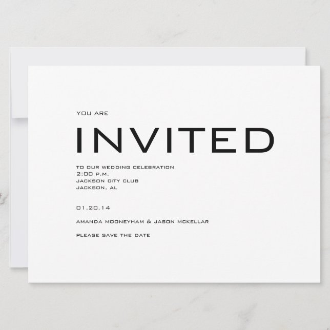 Contemporary Save the Date invitation (Front)