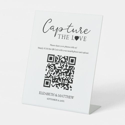 Contemporary Script Capture the Love with QR Code Pedestal Sign