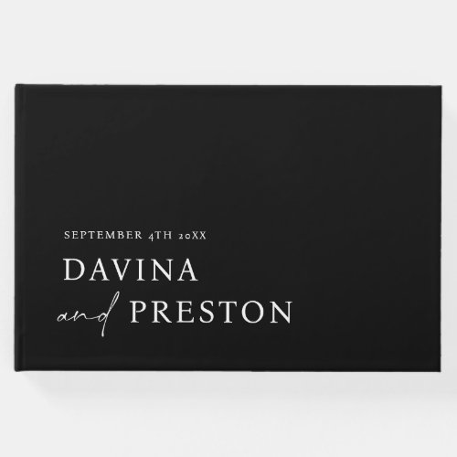 Contemporary Script Modern Simple Minimalist BLACK Guest Book