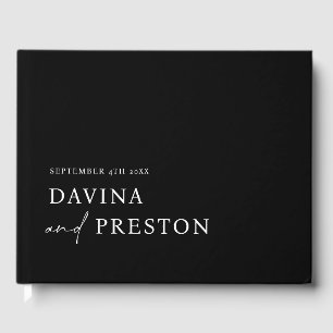 Contemporary Script Modern Simple Minimalist BLACK Guest Book