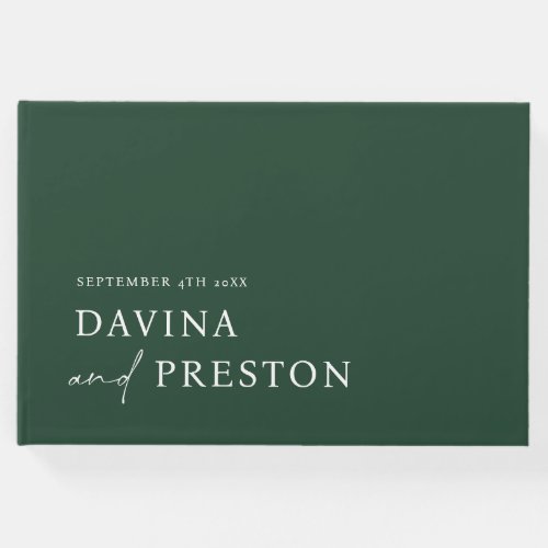 Contemporary Script Modern Simple Minimalist GREEN Guest Book