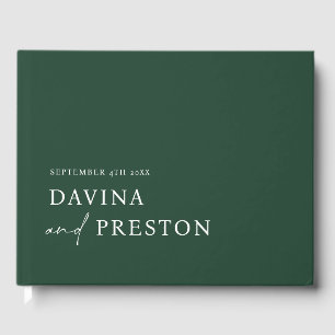 Contemporary Script Modern Simple Minimalist GREEN Guest Book