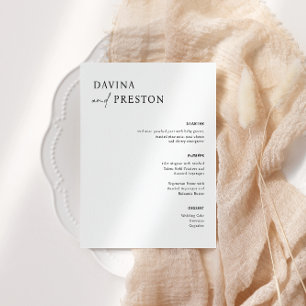 Contemporary Script Modern WEDDING DINNER MENU Table Number