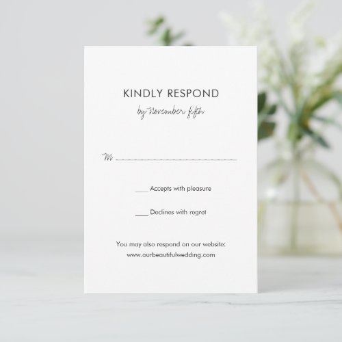 Contemporary Script Modern Wedding RSVP Card