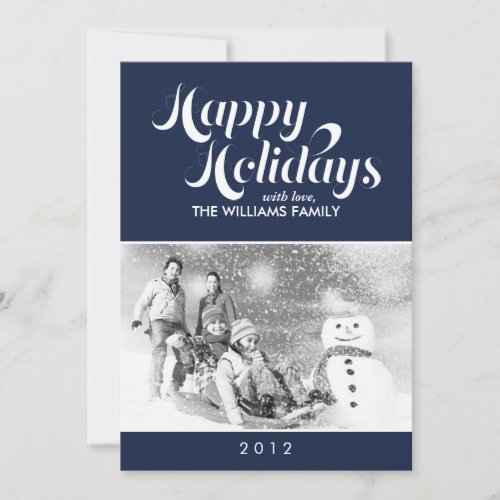 Dark Blue Custom Holiday Cards