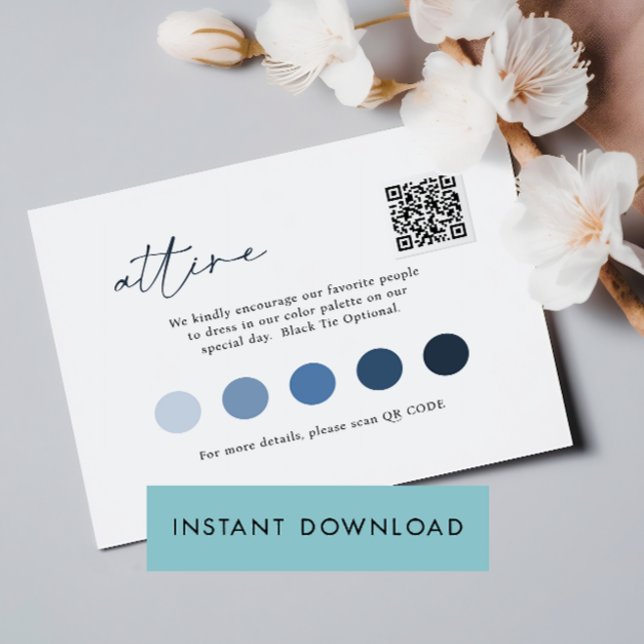 Contemporary Script QRCode Wedding ATTIRE TEMPLATE (Creator Uploaded)