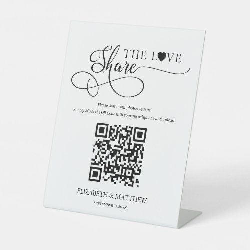 Contemporary Script Share the Love with QR Code Pedestal Sign